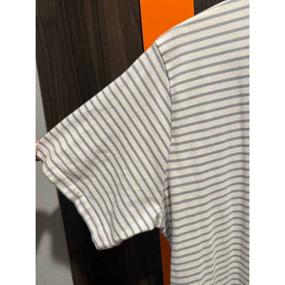 Cotton Emporium Striped Light Blue and White T-Shirt Casual Dress Sz. L - Picture 5 of 7